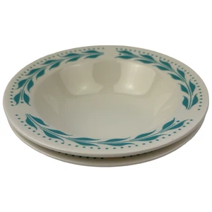 Homer Laughlin Hemlock Aqua Frutero Juego de 2 De Colección 5 3/4" Aqua Leaves Dot EE. UU. - Imagen 1 de 11