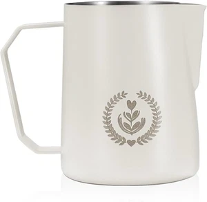 Jarra de espuma de leche MUVNA 15,4 oz, caño afilado, mango ergonómico, blanca - Imagen 1 de 6