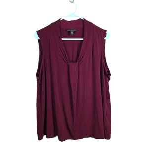 Dana Buchman Damen Top 1X weinrot ärmellos Plissee drapiert vorne V-Ausschnitt - Bild 1 von 7