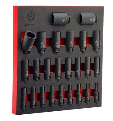 Britool Hallmark LDBMPSET836 1/2" Drive Deep Impact 12pt Sockets 25 Piece Set - Image 1 of 4