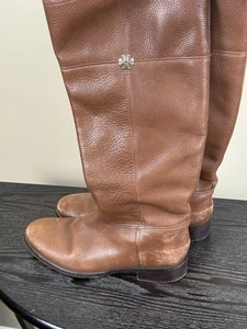 Authentic Tory Burch Jolie Brown Leather Knee High Riding Boots Size 10.5M - Picture 1 of 11