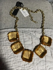 J Crew große quadratische facettierte Latz Statement Halskette Citrin/Bernstein Neu mit Etikett - Bild 1 von 4