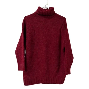 L.L. Bean Vtg Womens Sz Large Red Wool Blend Turtleneck Sweater Scotland - Picture 1 of 5