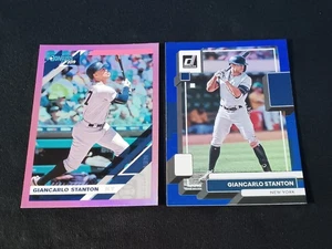 Donruss Giancarlo Stanton 2019 y 2022 lámina rosa #163 y lámina azul #141. Yankees - Imagen 1 de 5