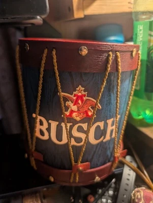 1975 BUSCH BEER Back Bar REGIMENTAL DRUM LAMPS Light  - Image 1 of 4
