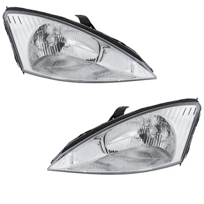 For 00 01 02 Focus Halogen Headlight Headlamp Front Head Light w/Bulb PAIR SET - Изображение 1 из 4