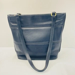 Borsa a secchiello vintage Coach #9098 in pelle blu navy Tribeca - Foto 1 di 19