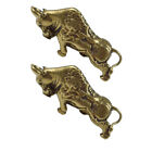  2 Pcs Ornaments Chinese Ox Statue Decorations Accessories Brass