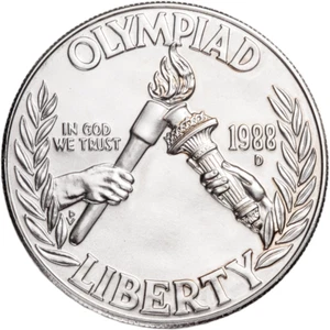 1988-D US Mint Commemorative Seoul Olympiad Silver Dollar BU - Picture 1 of 2