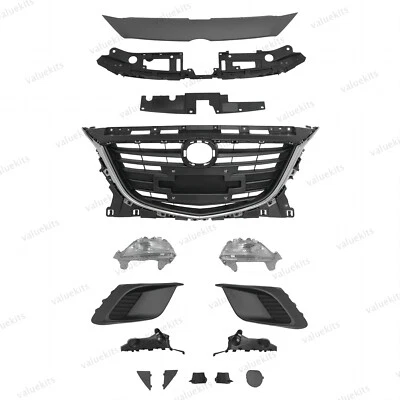 17PC For Mazda3 2014-2016 Front Chrome Grille Fog light Cover Bumper Bracket Kit - Изображение 1 из 4