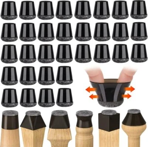 24 Stück Stuhlbeinkappen,Schwarz Schutzkappen für Stuhlbeine Mit Filz, Silikon S - Bild 1 von 13
