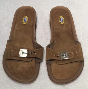 DR SCHOLLS Women’s The Original HEAVEN Tan Suede Slides Sandals Espadrille Sz 8 - Picture 1 of 9