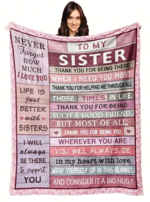 My Sister Fleece Fluffy Blanket Hug to My Sister Christmas Gift - Image 1 of 4
