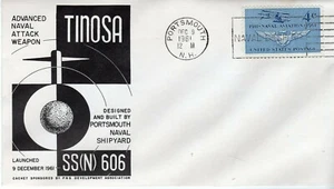 MILITARIA STAMPED ENVELOPE (1961) Submarine USS Tinosa SSN 606 Portsmouth Navy - Picture 1 of 1
