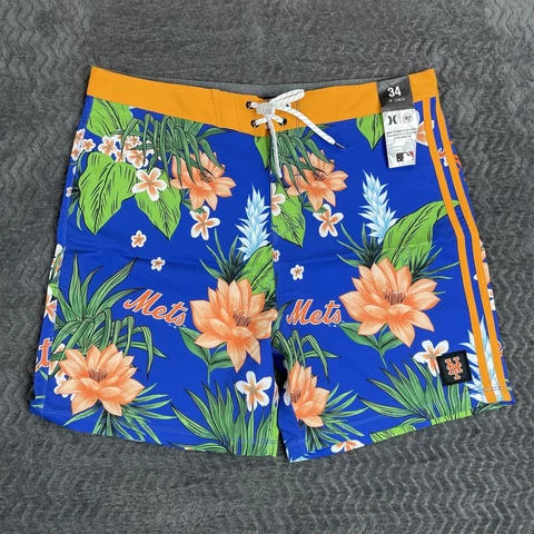 Hurley Swim Shorts Mens Size 34 Phantom 47 MLB New York Mets Board Beach Pool Cover