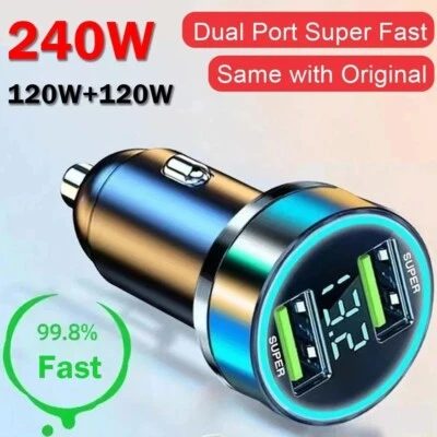 240W Car Charger Dual USB Ports Super Fast Charging with Digital Display AUS - image 1 of 4
