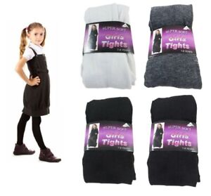 Girls School Tights Super Soft Cotton Rich Back 2 School Ages 3 to 12
