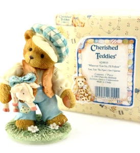 Cherished Teddies Boy Holding Pig "Tom Tom Pipers Son"1993 VTG Resin Figurine - Picture 1 of 12