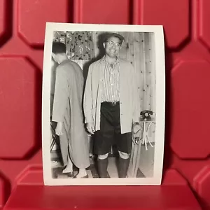 Halloween Party Man In Costume Photograph 3.25 x 4.5 Pre Owned Vintage 1950s - Picture 1 of 2