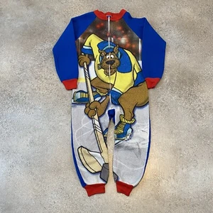 Vintage 90s Scooby-Doo One Piece Pajamas Youth 6-7? Cartoon Network Zip Up Sleep - Picture 1 of 15