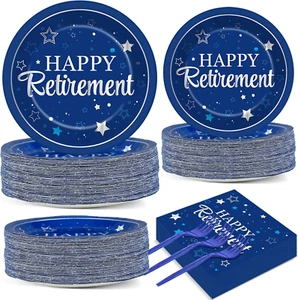 50 Guests Retirement Plates and Napkins Party Supplies Happy Retirement Party De - Picture 1 of 12
