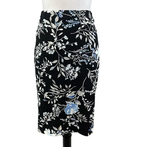 Kasper Skirt size 12 Black Blue Floral Straight Pencil Knee Wedding Career Suit - Picture 1 of 10