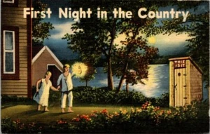 First Night in the Country outhouse General Comics postcard 1941 - Picture 1 of 2