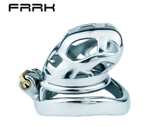 FRRK Male Men's Cuckold Lockdown SM Cobra Snake Penis Chastity Cage Curve Ring - Picture 1 of 6