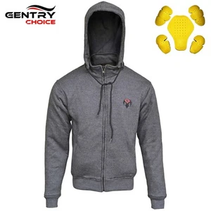 RIDERACT® Motorcycle Riding Hoodie Grey Aramid Reinforced Biker Hoody with Armor - Picture 1 of 11