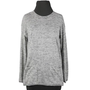 Max Studio Philomene NEW Sz XS Gray Multi Color Pockets Acrylic Nylon Linen Top - Picture 1 of 24