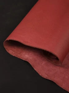 Dark Red Full Grain Leather Hide – 0.8-1.2mm (2-3oz) Soft Thin Leather - Picture 1 of 5