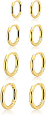 Small Gold Huggie Hoop Earrings Set for Women 14K Real Gold Plated Hypoallergeni