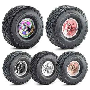 4pcs 120mm 1.9" Metal Beadlock Wheel Rim Rubber Tire Set for 1/10 RC Crawler Car - Picture 1 of 43
