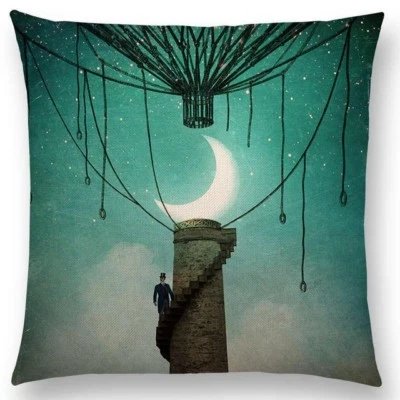 Fantasy Painting Pillow Case Shakespeare Lovely Girl Moon Night Cushion Cover - Image 1 of 4