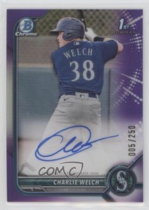 2022 Bowman Chrome Prospect Purple Refractor /250 Charlie Welch #CPA-CW Auto