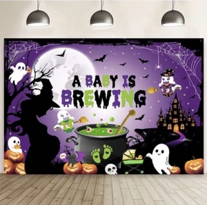 Halloween Un bambino sta preparando baby shower festa sfondo foto 7x5 piedi fantasma spettrale - Foto 1 di 4