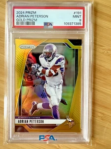 2024 Panini Prizm Adrian Peterson #191 GOLD /10 PSA 9 MINT Vikings AP - Picture 1 of 2