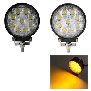 2x Amber 27W Round Spot Led Work Light ATV SUV Truck 4X4 Off Road Fog 4WD Bumper - Imagen 1 de 9