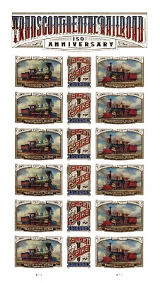 USA 2019 150th ANNIV. TRANSCONTINENTAL RAILROAD 20 FOREVER GOLDEN STAMPS MNH - Image 1 of 4