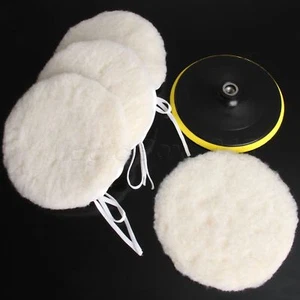 5pcs 7"  Wool Car Clean Waxing Polishing Polisher Buffer Buffing Bonnet Pads Set - Picture 1 of 12