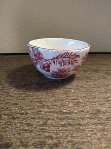 Mud Pie Dip Bowl White Red Pine Branches / Cones - Picture 1 of 6