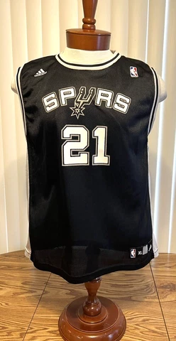 Tim Duncan San Antonio Spurs Adidas Basketball Jersey Black Youth XL Cover