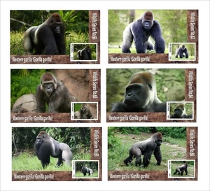 GORILLAS AFFEN 6 BLOCKS POSTFRISCH UNGEZÄHNT WILDLIFE FAUNA - Bild 1 von 1