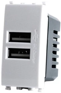 Alimentatore doppia presa USB 5V 2A 4.5x2x4.5cm Bianco compatibile Vimar Plana - Foto 1 di 1