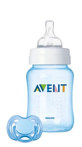 Avent Classic Geschenkset 1 Flasche 260ml mit Sauger 1m+/ 2 Loch & Schnuller - Bild 1 von 7