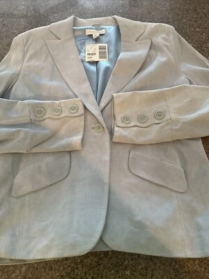 Casual Corner Powder Blue Suede Jacket - XL - NWT - Image 1 of 4