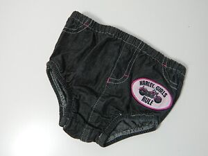 Harley Girls Rule Davidson Motorcycles Black Pink Baby Bloomers Shorts 3-6M EUC