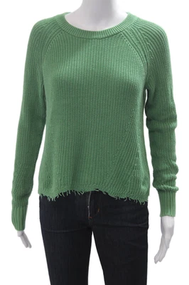 Suéter Pullover Algodón Por Otoño Cachemira Para Mujer Verde Cuello Redondo Talla XS Foto 1 de 4