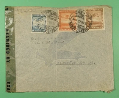 DR WHO 1945 CHILE 5P SANTIAGO CORREIO AÉREO SEGUNDA GUERRA MUNDIAL CENSURADO PARA EUA M52736 - Imagem 1 de 2