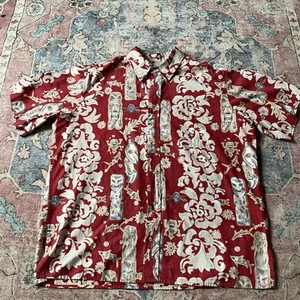 Reyn Spooner XL Hawaiian Shirt Red Tiki Shirt Mens - Picture 1 of 3